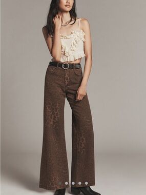 Anthropologie The Adi Leopard Mid-rise Flare Jeans by Pilcro